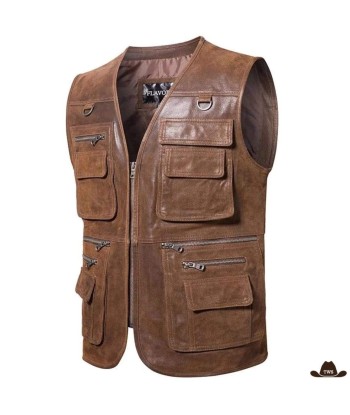 Veste Cuir Western Sans Manches Homme pas cher chine