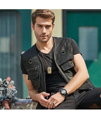 Veste Cuir Western Sans Manches Homme pas cher chine