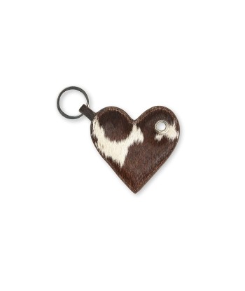 Heart Keychain — Brown / White Cow Comparez et commandez 