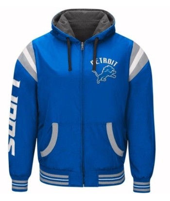 Authentic Detroit Lions Nylon Reversible Hooded Jacket pas cheres