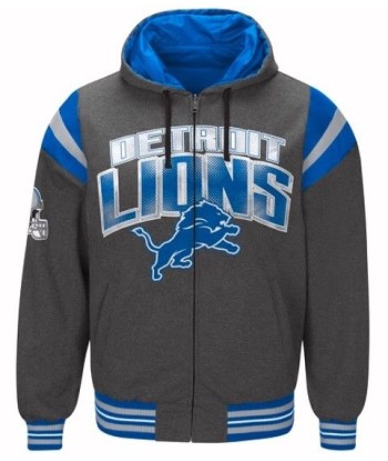 Authentic Detroit Lions Nylon Reversible Hooded Jacket pas cheres