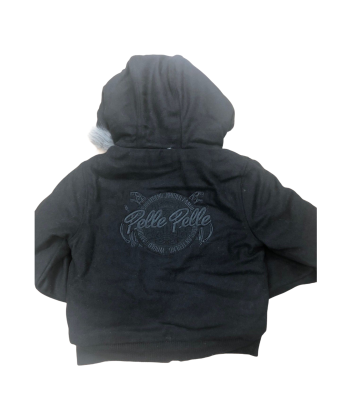 Kids Pelle Pelle Wool Hooded Bomber Jacket - black pas cheres