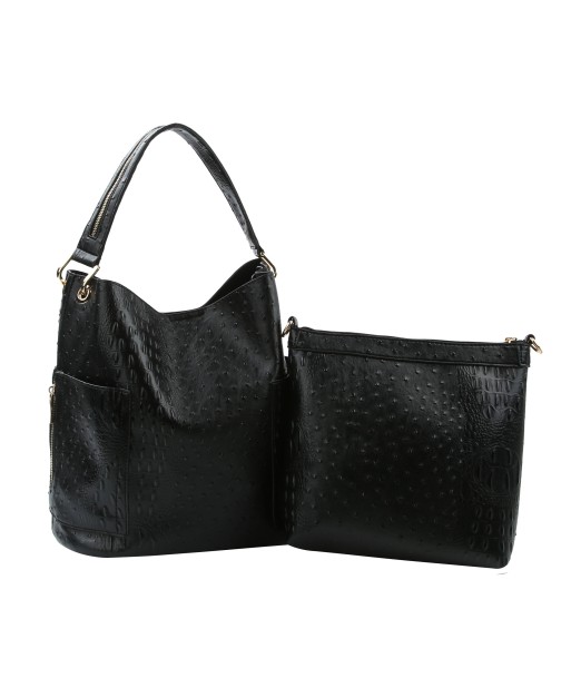 Ostrich Embossed Side Pocket 2 in 1 Hobo les muscles