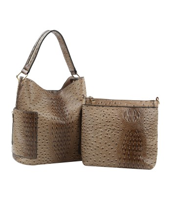 Ostrich Embossed Side Pocket 2 in 1 Hobo les muscles