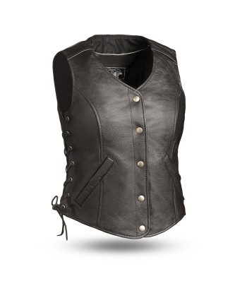 Honey Badger Women's Motorcycle Leather Vest Amélioration de cerveau avec