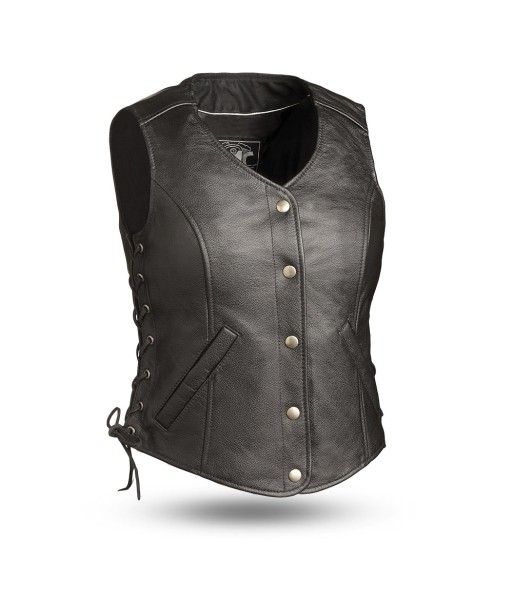 Honey Badger Women's Motorcycle Leather Vest Amélioration de cerveau avec