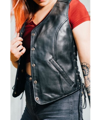 Honey Badger Women's Motorcycle Leather Vest Amélioration de cerveau avec