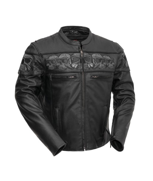 Savage Skulls Men's Motorcycle Leather Jacket une grave pollution 