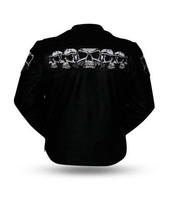 Savage Skulls Men's Motorcycle Leather Jacket une grave pollution 