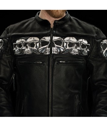 Savage Skulls Men's Motorcycle Leather Jacket une grave pollution 