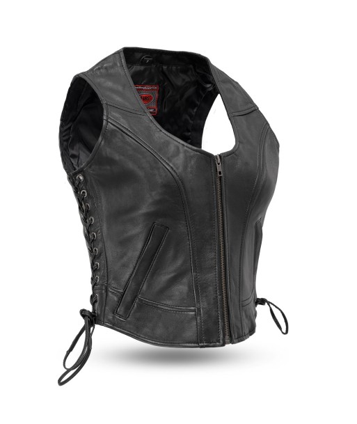 Raven Women's Motorcycle Leather Vest en linge