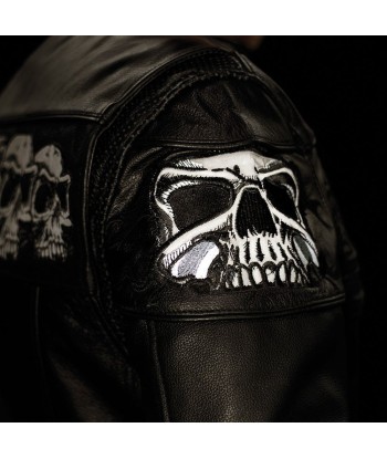 Savage Skulls Men's Motorcycle Leather Jacket une grave pollution 