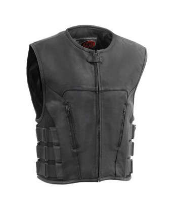 Commando Men's Leather Swat Style Motorcycle Vest hantent personnes