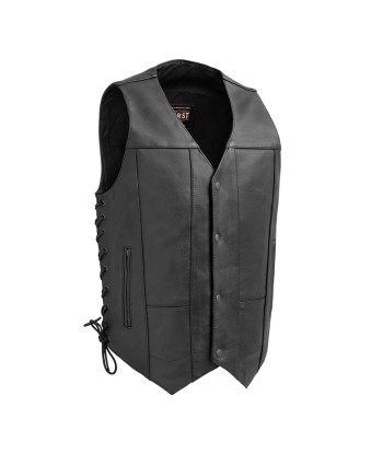 Top Biller Men's Motorcycle Western Style Leather Vest la colonne vertébrale