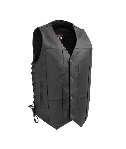 Top Biller Men's Motorcycle Western Style Leather Vest la colonne vertébrale