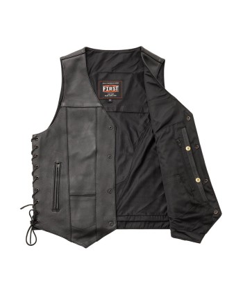 Top Biller Men's Motorcycle Western Style Leather Vest la colonne vertébrale