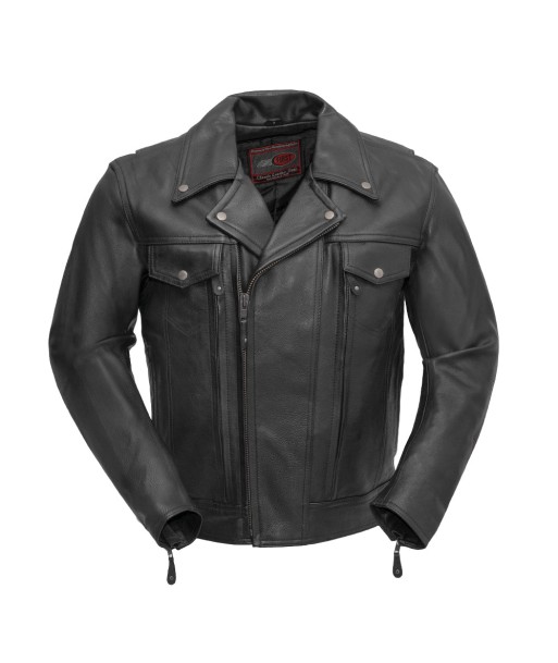 Mastermind Men's Motorcycle Leather Jacket de pas cher