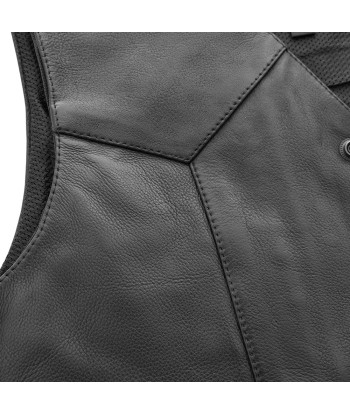 Texan Black Men's Motorcycle Western Style Leather Vest pas cher