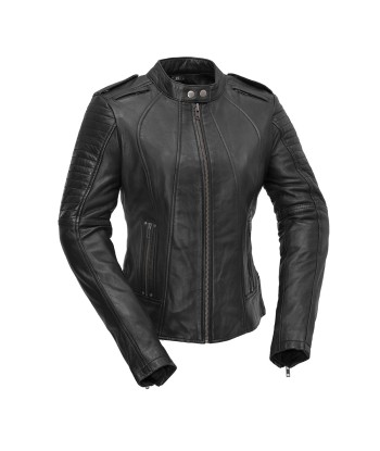 Biker - Women's Motorcycle Leather Jacket Paris Déstockage Promo