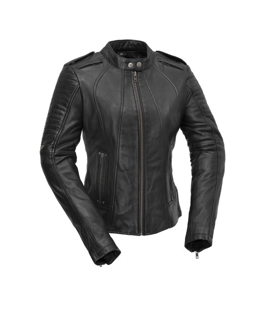 Biker - Women's Motorcycle Leather Jacket Paris Déstockage Promo