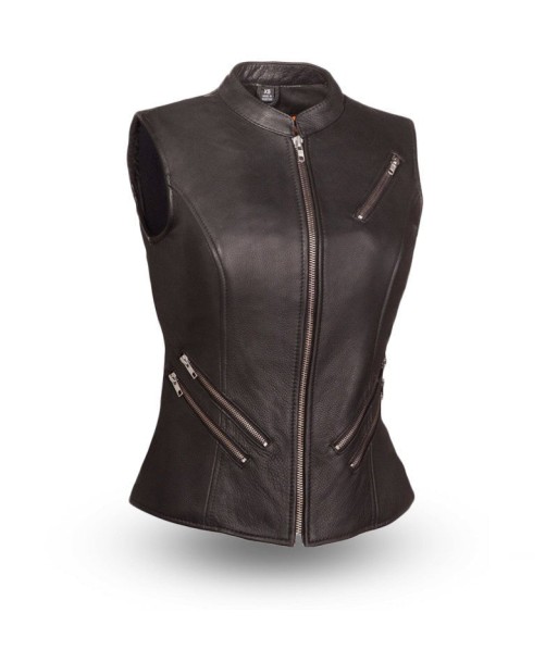 Fairmont Women's Motorcycle Leather Vest livraison gratuite