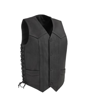 Deadwood Men's Motorcycle Western Style Leather Vest la colonne vertébrale