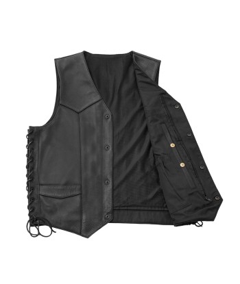 Deadwood Men's Motorcycle Western Style Leather Vest la colonne vertébrale