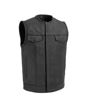 Highside Men's Motorcycle Leather Vest Amélioration de cerveau avec