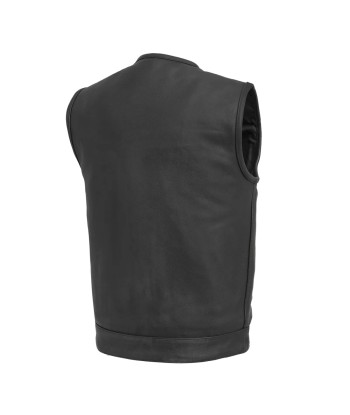 Highside Men's Motorcycle Leather Vest Amélioration de cerveau avec