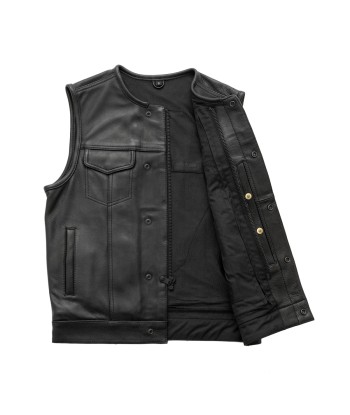 Highside Men's Motorcycle Leather Vest Amélioration de cerveau avec