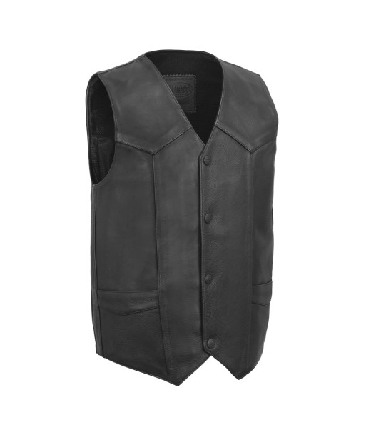 Tombstone Men's Motorcycle Western Style Leather Vest rembourrage situé sous