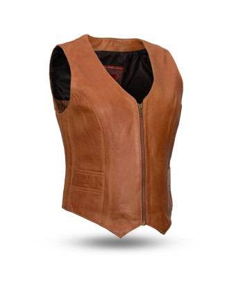 Savannah Women's Western Style Motorcycle Leather Vest Les magasins à Paris