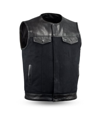 49/51 - No Collar Men's Leather/Canvas Motorcycle Vest de France