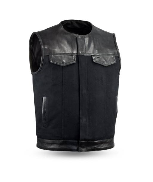 49/51 - No Collar Men's Leather/Canvas Motorcycle Vest de France