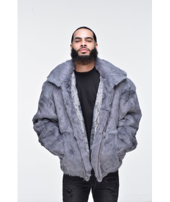 Men’s Rabbit Hooded Bomber Jacket - Grey offre 