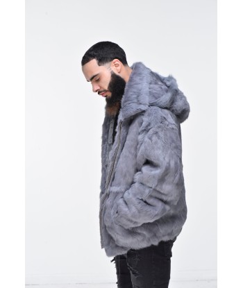 Men’s Rabbit Hooded Bomber Jacket - Grey offre 