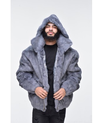 Men’s Rabbit Hooded Bomber Jacket - Grey offre 