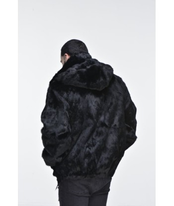 Men’s Rabbit Hooded Bomber Jacket - Black Faites des économies