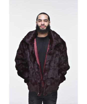 Men’s Rabbit Hooded Bomber Jacket - Burgundy l'évolution des habitudes 