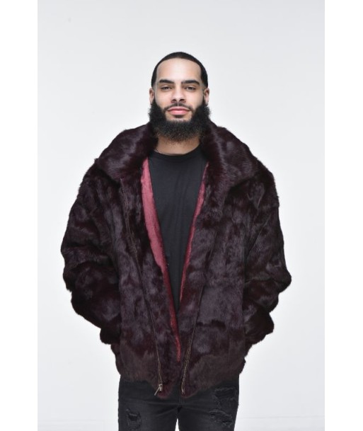 Men’s Rabbit Hooded Bomber Jacket - Burgundy l'évolution des habitudes 