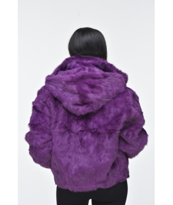 Ladies Rabbit Hooded Bomber Jacket - Purple rembourrage situé sous