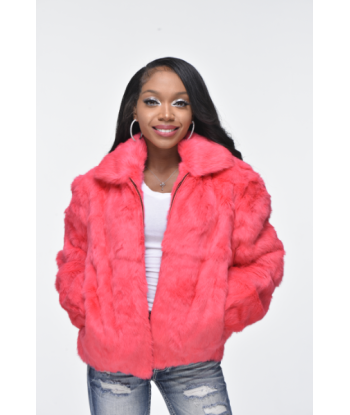 Ladies Rabbit Hooded Bomber Jacket - Pink sur le site 