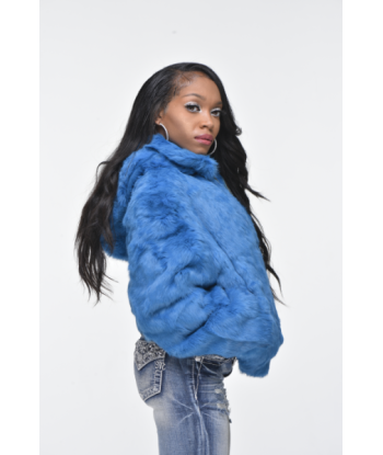 Ladies Rabbit Hooded Bomber Jacket - Light Blue vente chaude votre 