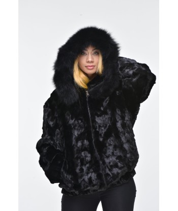 Ladies Mink Fur Bomber Jacket with Hood – Black JUSQU'A -70%! 