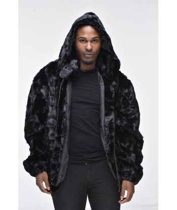 Men’s Mink Fur Bomber Jacket with Hood – Black est présent 