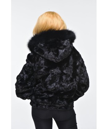 Ladies Mink Fur Bomber Jacket with Hood – Black JUSQU'A -70%! 