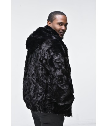 Men’s Mink Fur Bomber Jacket with Hood – Black est présent 