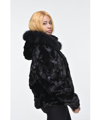 Ladies Mink Fur Bomber Jacket with Hood – Black JUSQU'A -70%! 