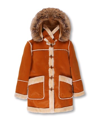 Kids ¾ Toggle Faux Shearling with Detachable Hood - Cognac with Natural shop