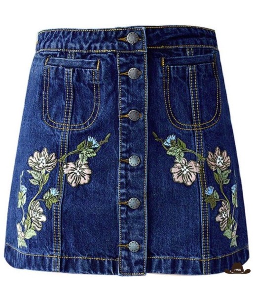 Jupe en Jeans Western Brodée basket pas cher